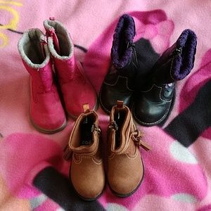 Girls toddler Boots Lot of 3